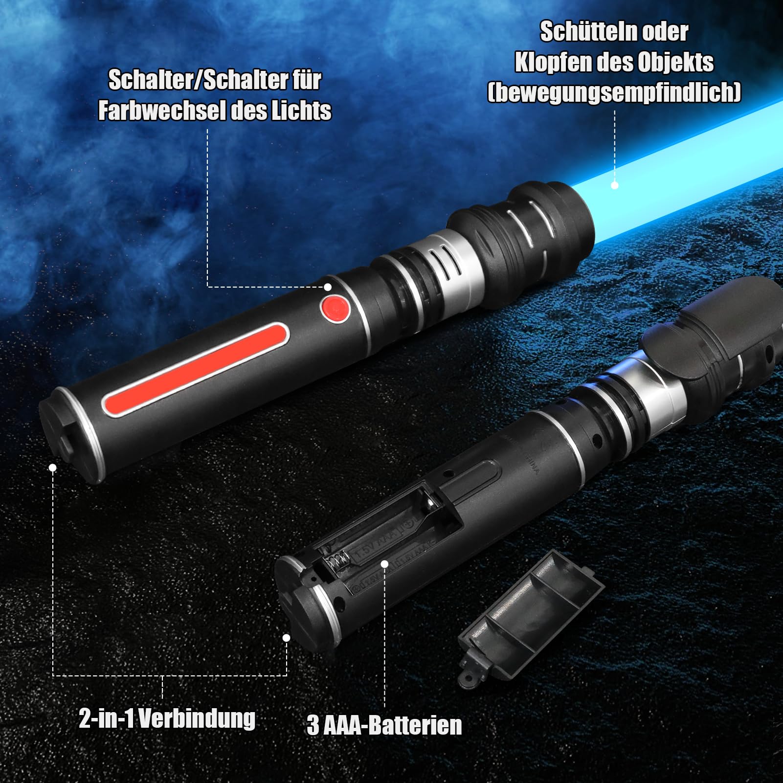 SOARFLY Spada Laser Lightsaber 12 Colori, 2 Pezzi Spada Laser Bambini Adulti FX Simulazione di combattimenti Film Font Audio per Feste, Regali, Cosplay