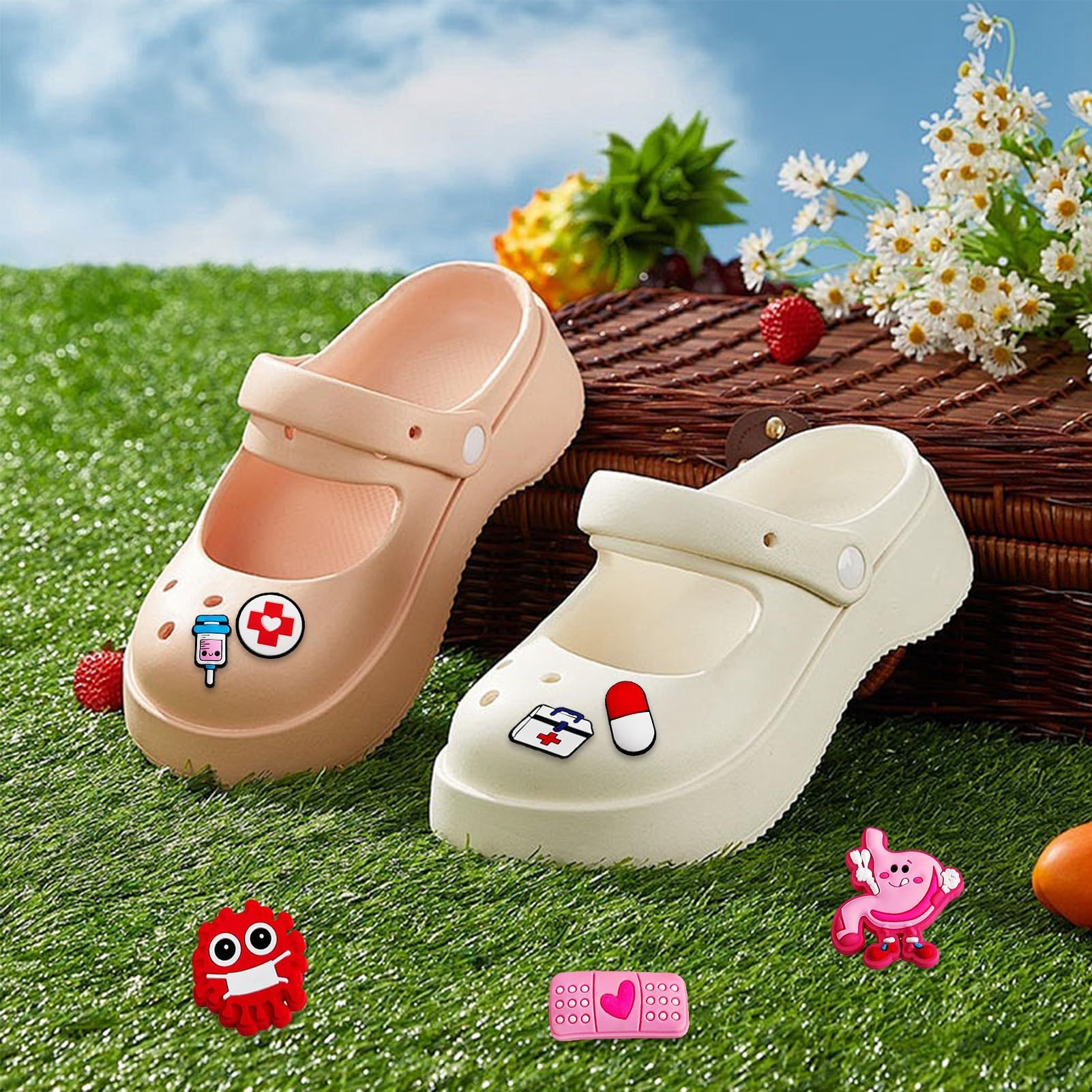 Crocs Pines para Zapatos 60 Pcs, Charms Adornos Jibbitz de PVC para Médicos Enfermeras Niños
