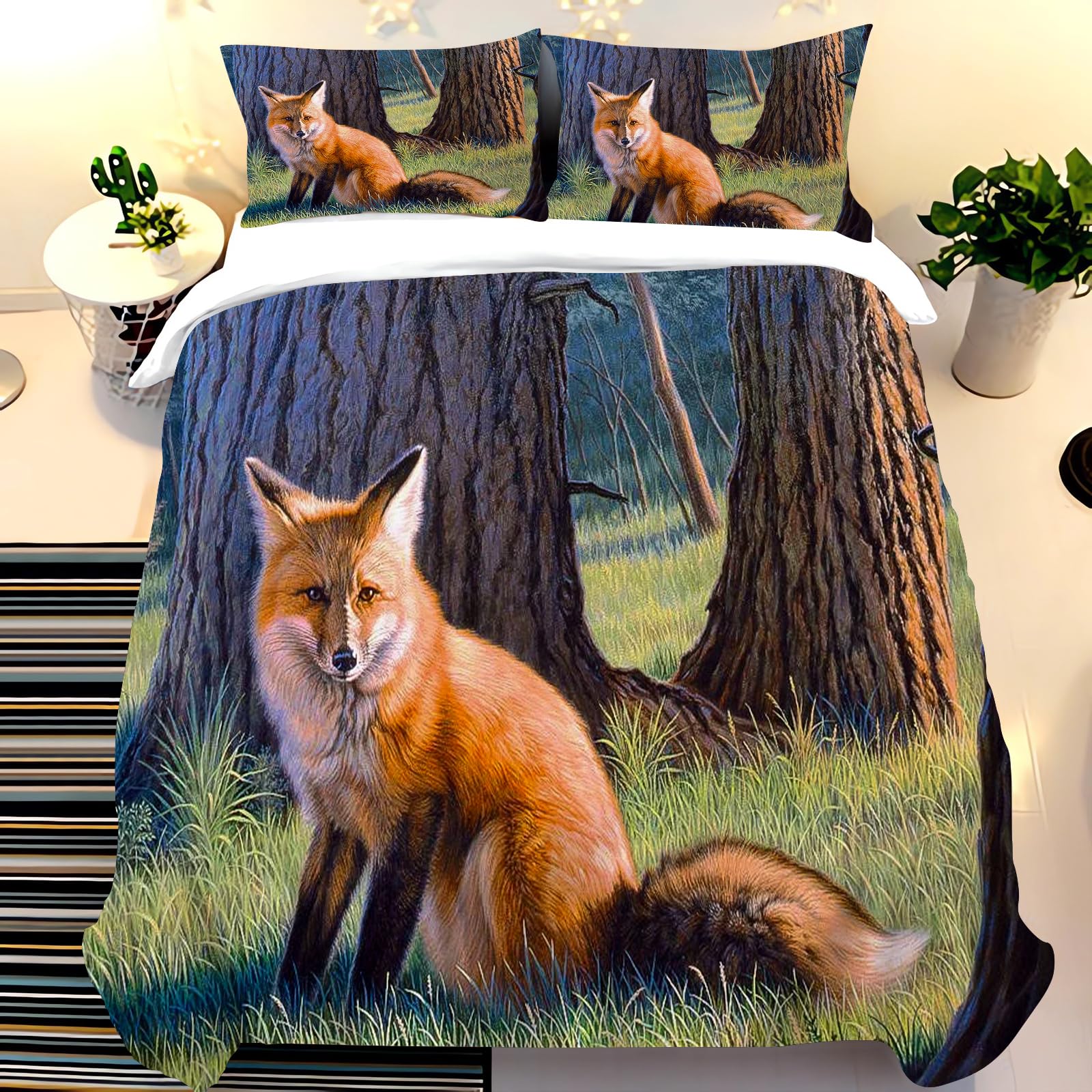Volpe Ropa de Cama, Piccoli Animali Ropa de Cama Infantil Estampada 3D, Microfibra, Con Funda de Almohada, Multicolor (220 x 260 cm), 5)