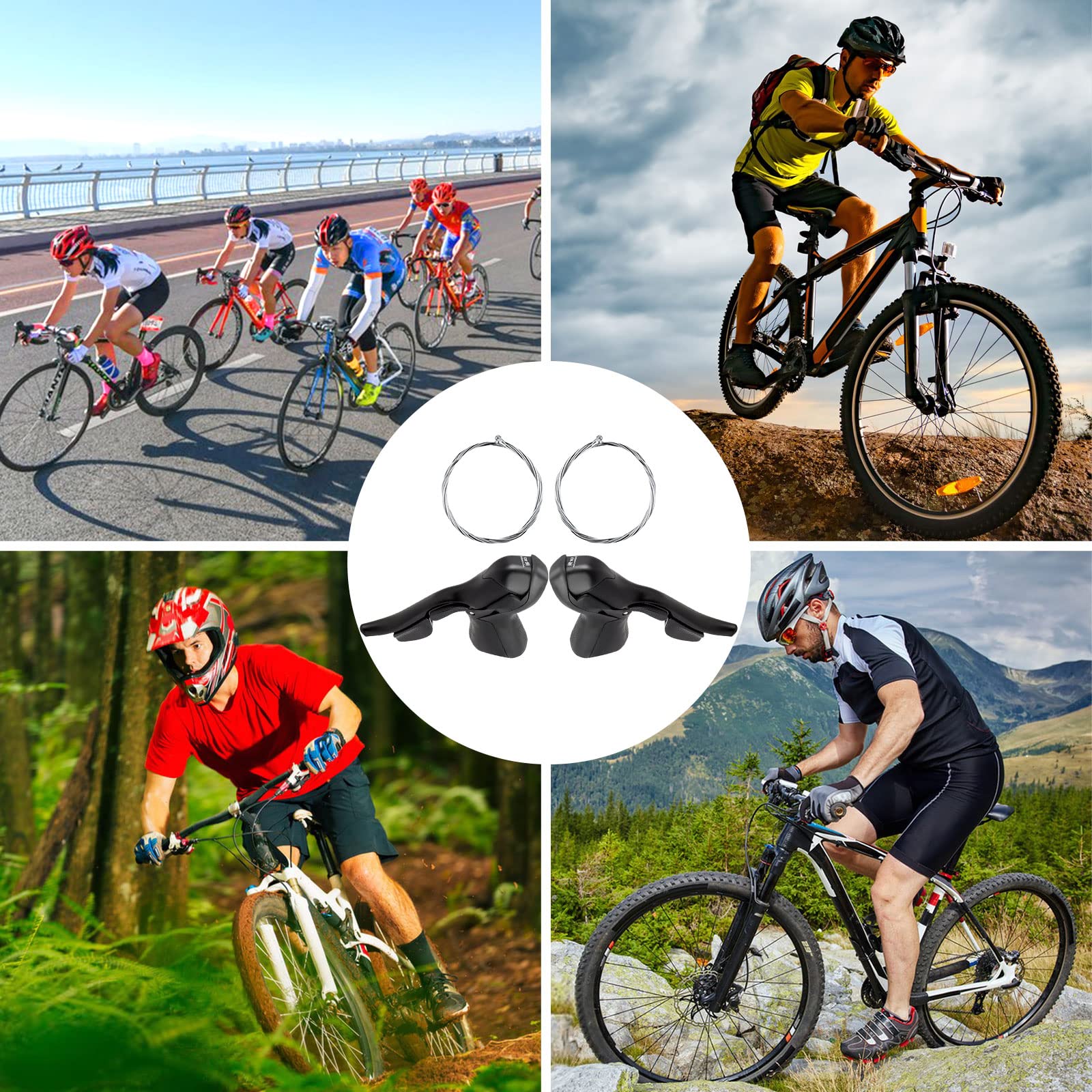 1 Paar Rennrad Schalthebel, 3 x 7 21 Speed Geschwindigkeit | Dual Control Schalthebel für Mountainbike Lenker Bremshebelgriffe zum Radfahren (L3 x R7 Speed)