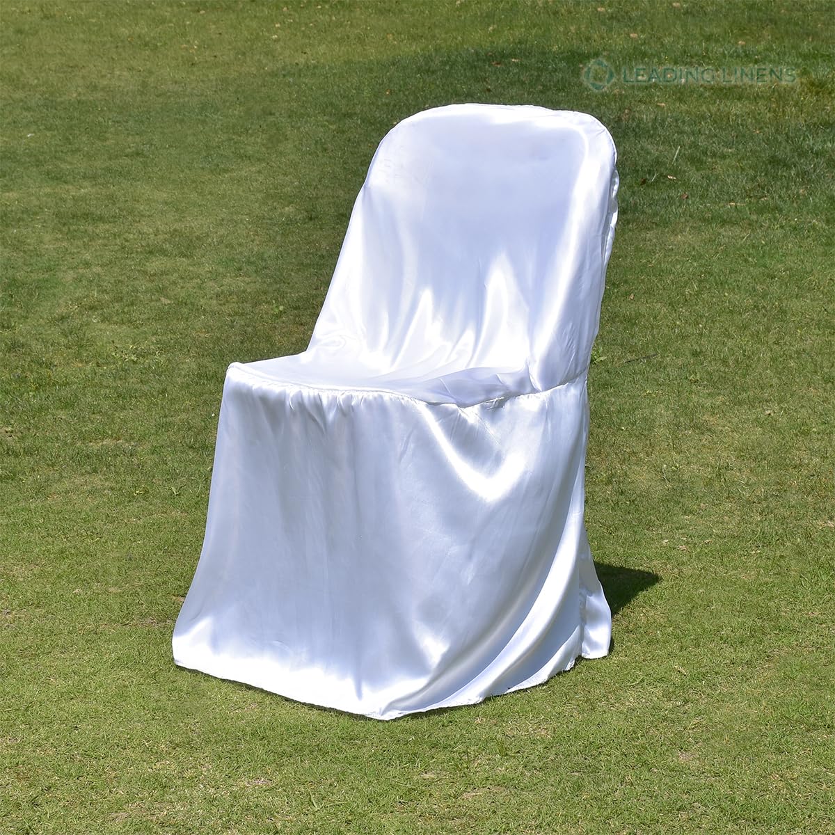 Sparkles Make It Special Satin Folding Chair Covers - Premium, Durable Dining Chair Covers for Party Events, Wedding, Reception, Restaurant, Formal and Casual Decorations - White, 1 pcs