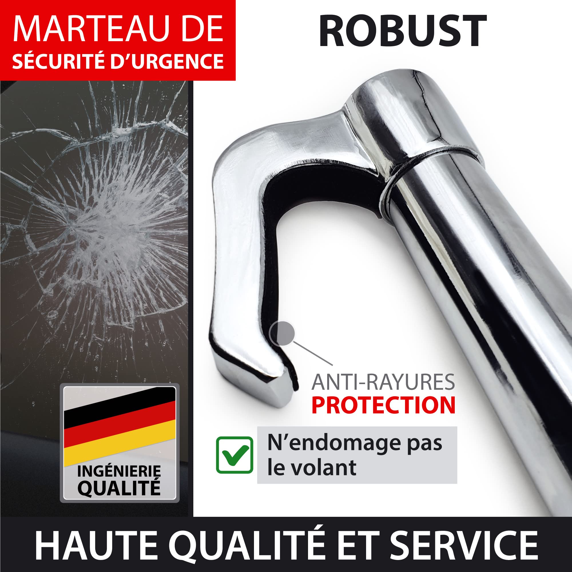 KRASER KR837 Canne Antivol Voiture Volant Pedale Haute Sécurité, Crochet Télescopique Plus Extensible, Bloque Volant Efficace et Dissuassif, Robuste Barre Bloc Anti Vol Universelle Auto, Camping-Car