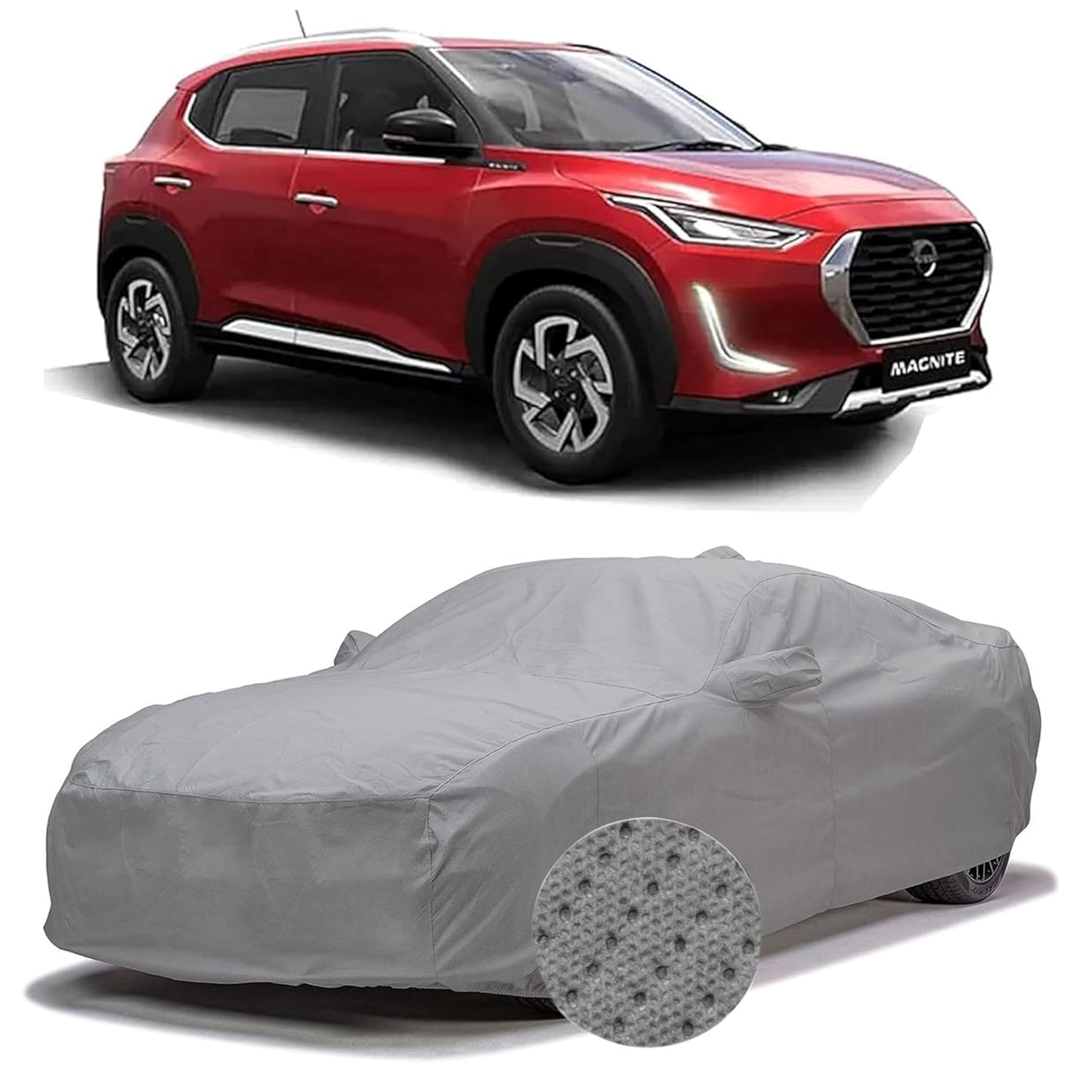 Sulfar 100% Waterproof Car Body Cover Compatible with Mirror for Nissan Magnite (Triple Stitched, Full Bottom Elastic, G