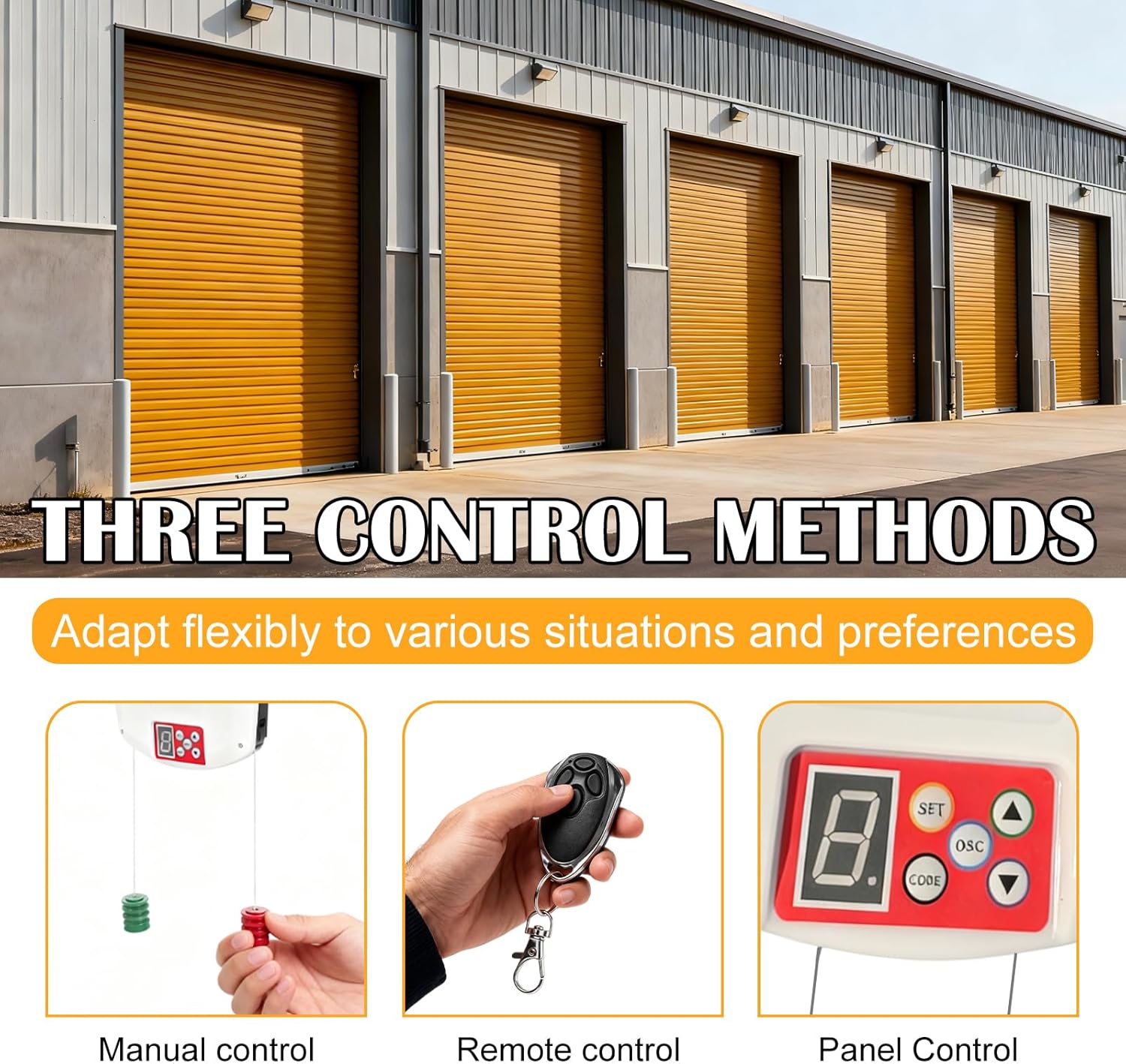 Automatic Roll Up Door Opener, 110V 100W Commercial Rolling Opener Commerial Garage Roller Door Opener with 2 Powerful 1000N Motor with 2 Remotes for Garage Warehouse Store Barn Farm (White)