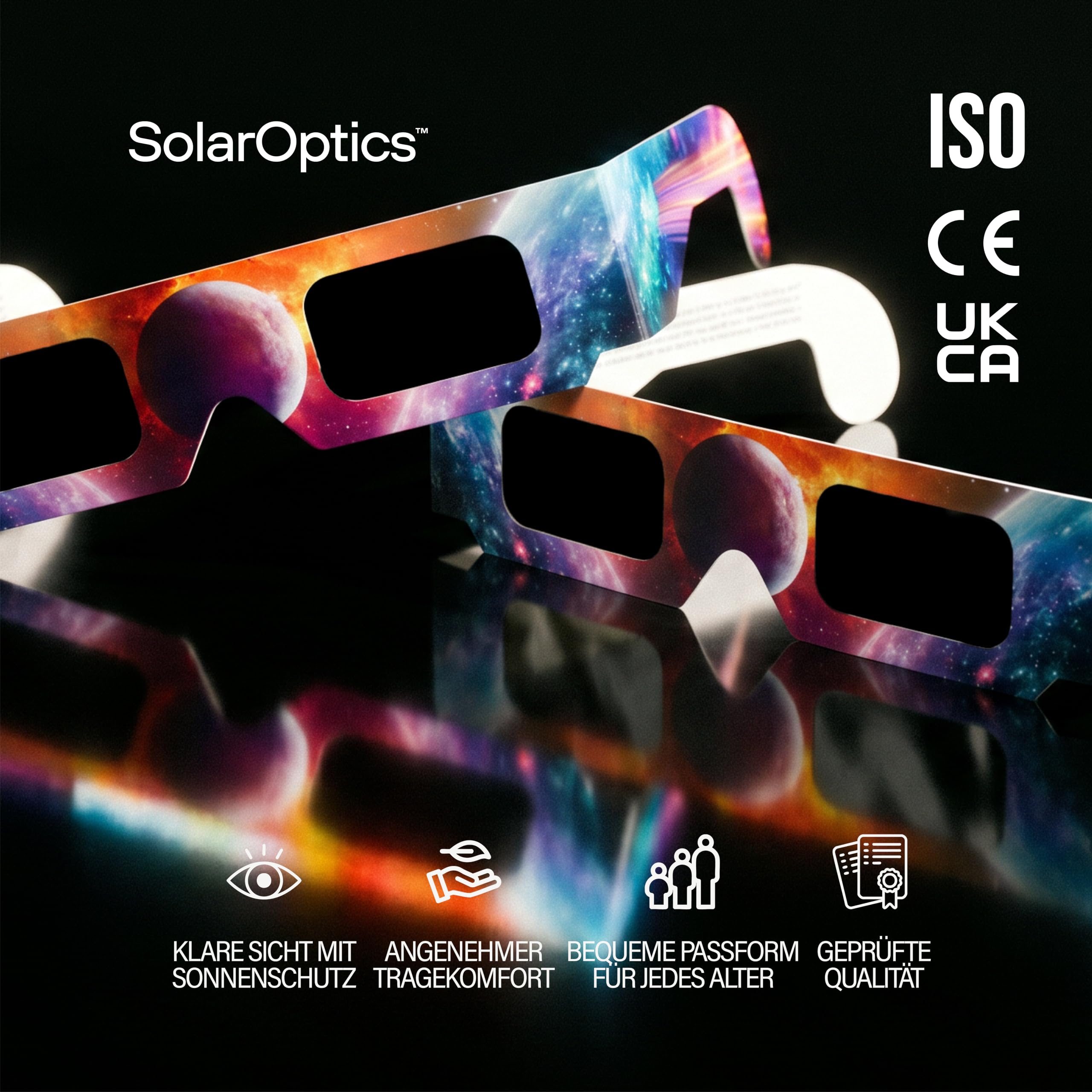 Sonnenfinsternisbrille 5er-Pack mit Handy-Filter – ISO 12312-2 & CE-zertifiziert, Sichere Sonnenbeobachtung + 2 Smartphone Filter Set, Sonnenfinsternis 2026