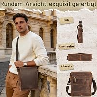 Leathario férfi bőr táska üzleti retro stílusú barna 7