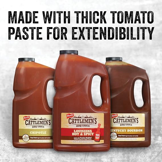 Cattlemen's Kentucky Bourbon BBQ Sauce, 1 gal - One Gallon Jug of Kentucky Bourbon Barbecue Sauce to Flavor Ribs, Chicken, Pork, Steak and More