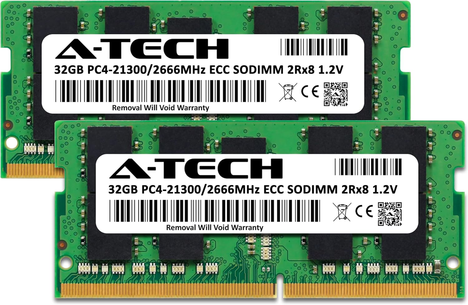 A-Tech 64GB Kit (2x32GB) RAM for Synology DiskStation DS1821+ NAS | DDR4 2666MHz PC4-21300 ECC SODIMM 2Rx8 1.2V 260-Pin Memory Upgrade
