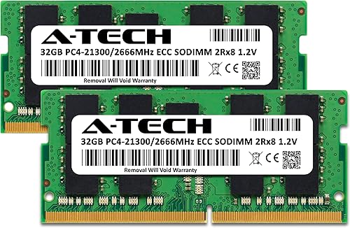 Miniatura 2 de A-Tech Kit de 64 GB (2 x 32 GB) RAM para Synology RackStation RS822+ NAS  DDR4 2666MHz PC4-21300 ECC SODIMM 2Rx8 1.2V 260-Pin actualización de