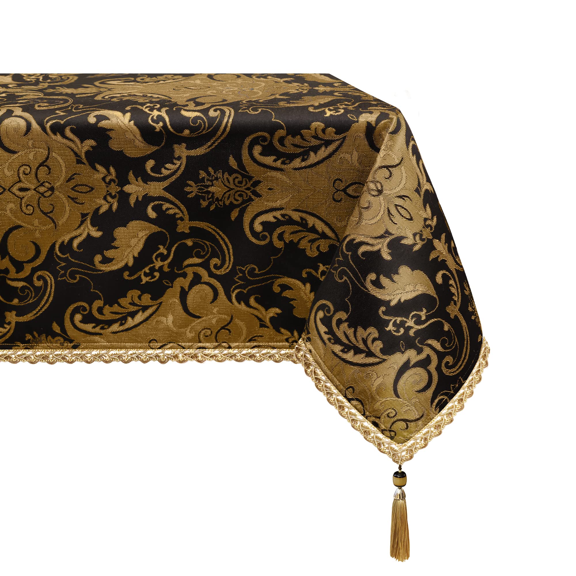 Mantel de Tela Rectangular Mantel Jacquard Protector Mesa para Decoración de Comedor/Restaurante/Fiesta (140x240cm, Negro)