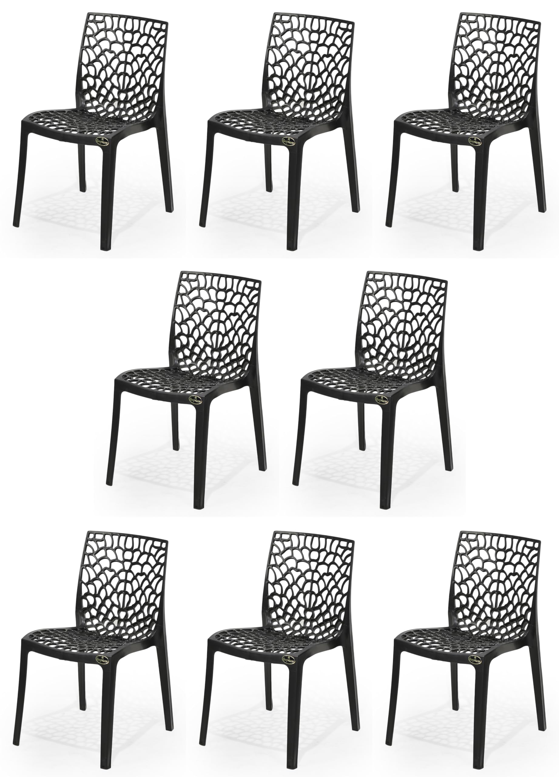 PP FURNITURE Web Plastic Outdoor Chair Without Arm (Jali) - Gloss Finish for Home, Office, Restaurant - Orthopedic Spinal Support, Weight Capacity: 150 kg (8, Black, Standard)-image-17