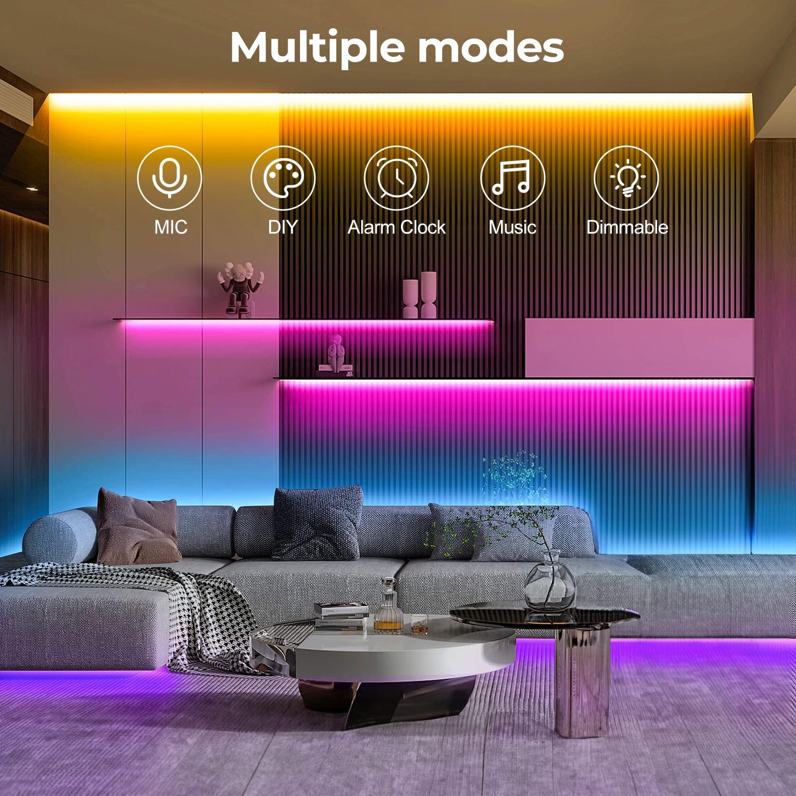 LUXONIC Tira LED impermeable 10M (2x5m), 600 LEDs super brillantes, IP65 5050 RGB luz de cadena al aire libre, 24V Led luz del dormitorio para la decoración