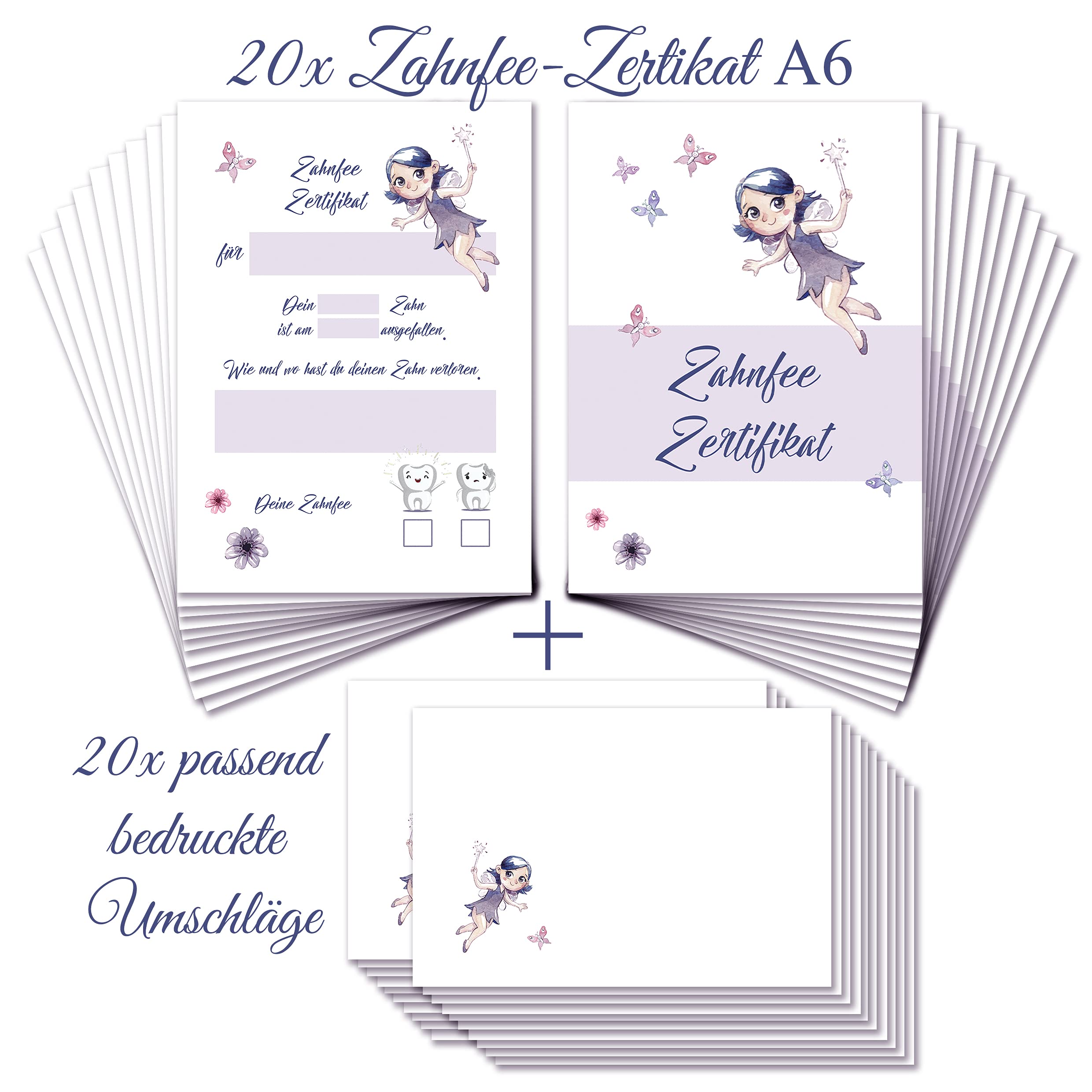 Klasse Zahnfee Certificate Certificate 20 Certificates 20 Envelopes 2 Letters from the Zahnfee 3 Missing Indicators 2 Sheets in Tooth Fairy Design for Labelling Teeth Reminder Wobble Teeth Girls - Image 2