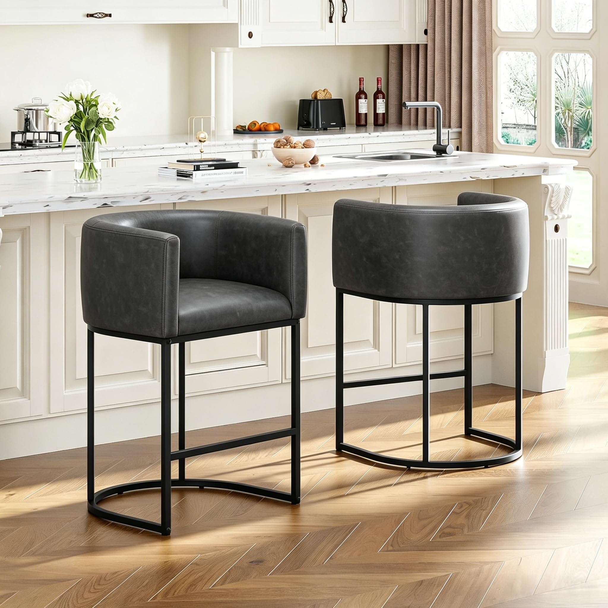 VATROS 26 Inch Barrel Counter Stools Set of 2