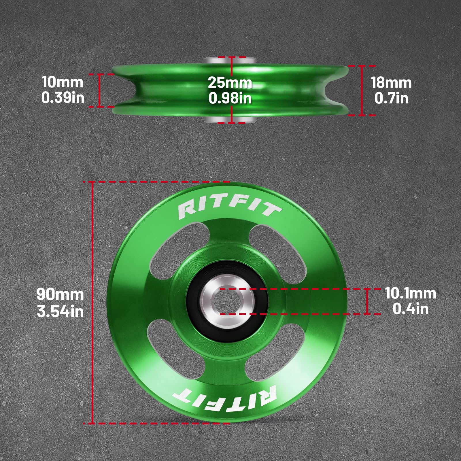 RitFit Rueda de polea de aluminio para equipo de gimnasio, juego de 6 piezas de polea de rack de potencia, rodamiento de aleación de aluminio de 90 mm, rueda de polea de gimnasio para gimnasio en casa