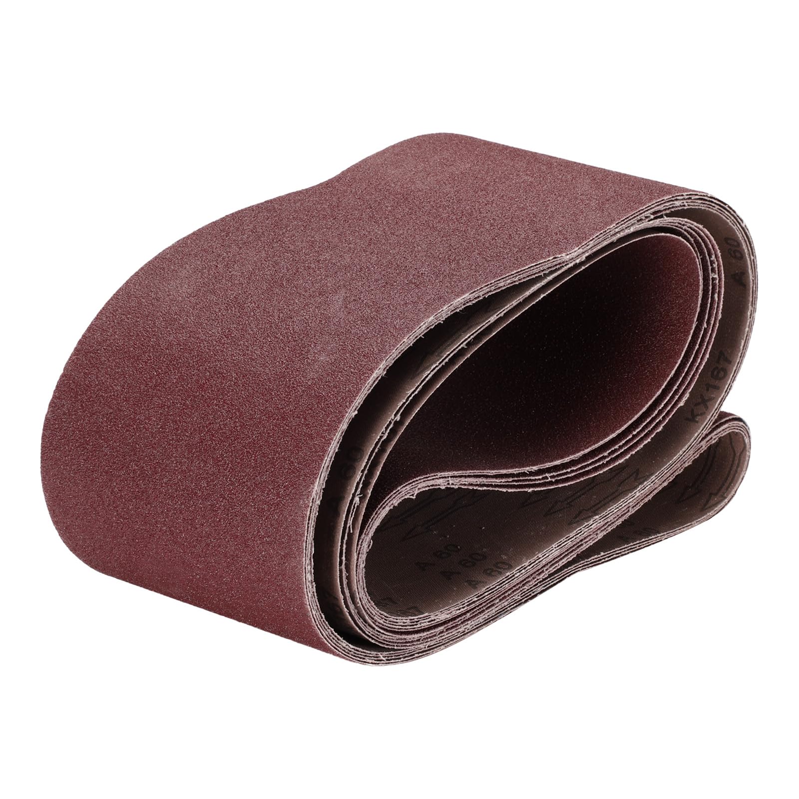 QUARKZMAN 5Pcs De Bandas De Lijado De 6" X 89" Grano 60 Óxido De Aluminio Papel De Lijado Para Pulido Y Molienda De Metal Y Madera, Color Marrón Rojizo