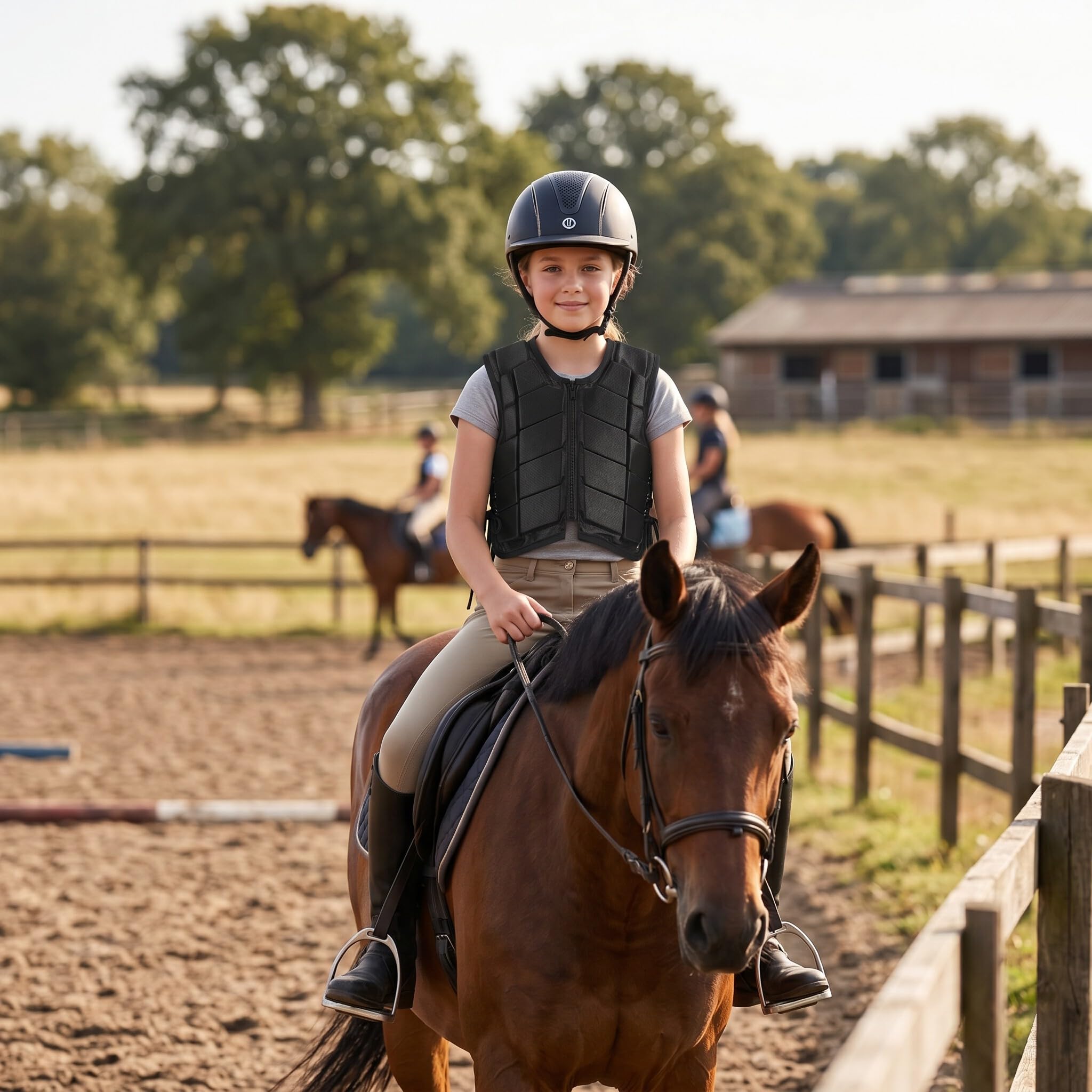 Zerone Chaleco Seguridad Equitación Niños, Protección Acolchada Transpirable Ajustable para Montar a Caballo