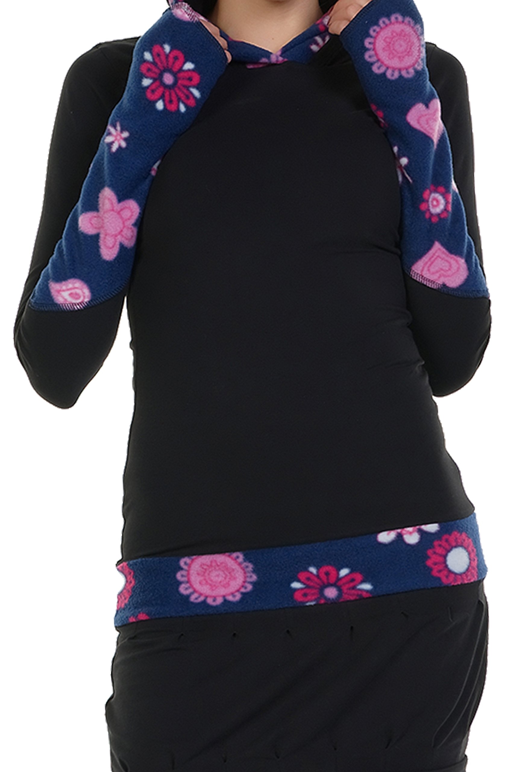 3Elfen Zauberhaftes Winterkleid mit Ballonrock und Kapuze mit farblich abgesetzten Fleece Details - Made in Berlin