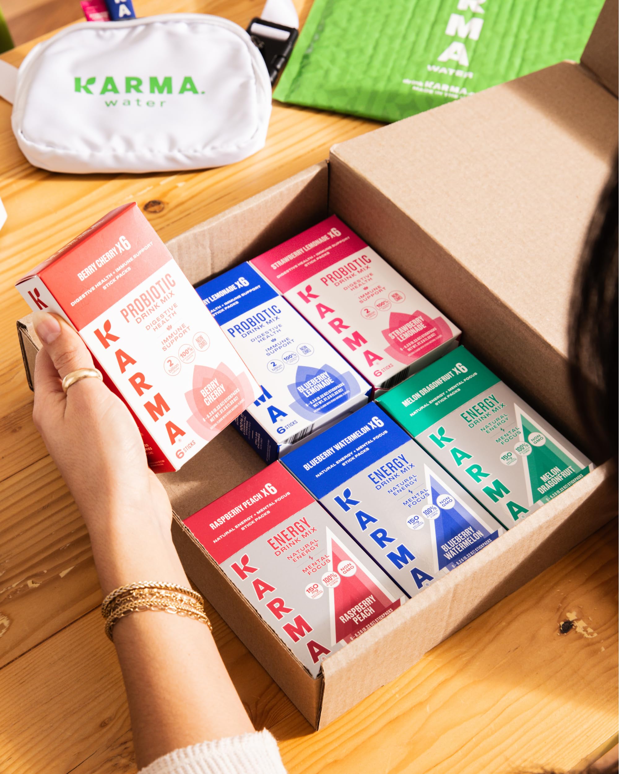 Karma Probiotic Hydration Packet - 6 Pack, Strawberry Lemonade Powder Drink Mix Stick - On-The-Go Immune & Gut Health Support