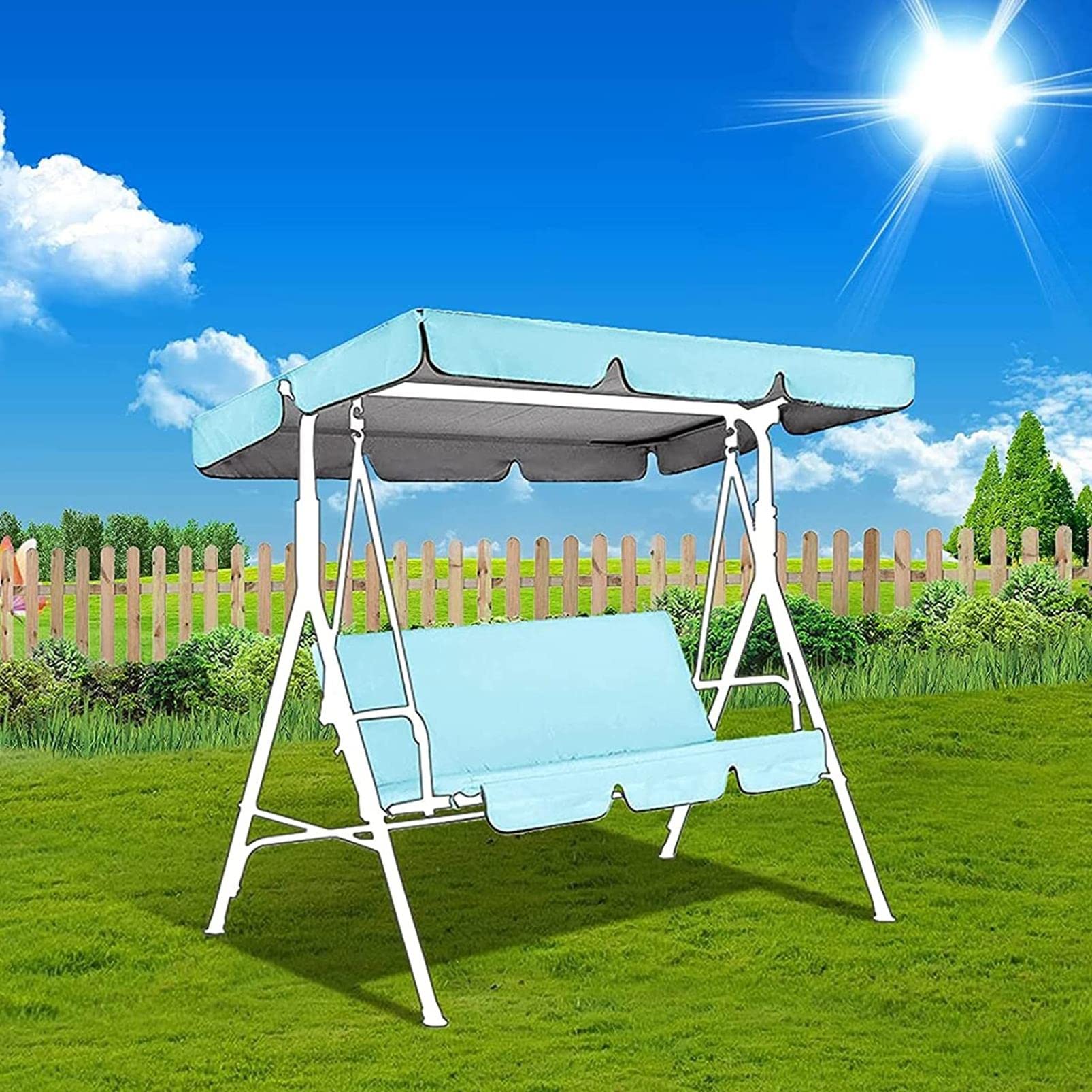 Wodoodporna tkanina 210D, uniwersalny, zapasowy baldachim do 2/3-osobowej huśtawki, odporny na promieniowanie UV, do ogrodu, na patio, zestaw pokrowców na huśtawkę, akcesoria do siedzenia