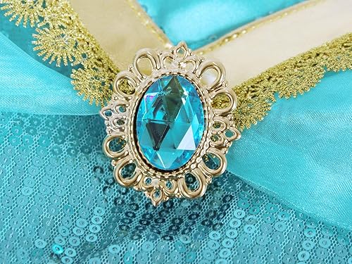 Miniatura 5 de Jurebecia Princess Costume for Girls Halloween Dress up Fancy Birthday Theme Party Role Play Outfit Blue