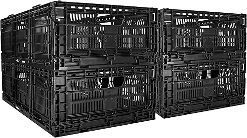 JEZERO Caja de almacenamiento profesional apilable y plegable: cestas de almacenamiento de utilidad de pared rallada para almacenamiento y