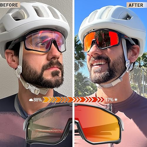 Miniatura 2 de KAPVOE Gafas de ciclismo fotocromáticas para hombres y mujeres, gafas de sol transparentes para bicicleta de montaña, MTB para transición, triatlón,
