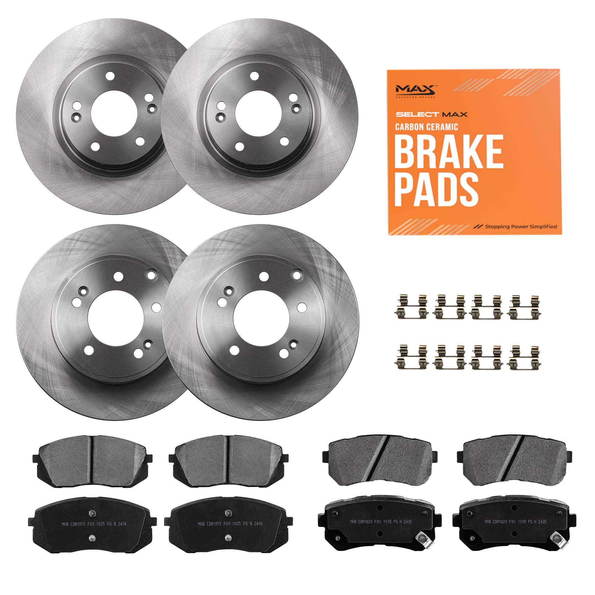 MAX Advanced Brakes Front &amp; Rear Brake Kit for Sonata and Kia Optima