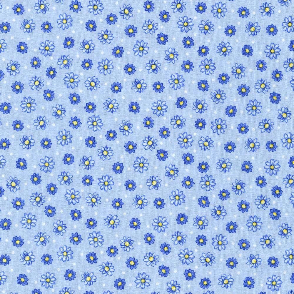 Robert Kaufman Fabrics Debbie Beaves Flowerhouse Sunshine Daisy Fleurettes Blue
