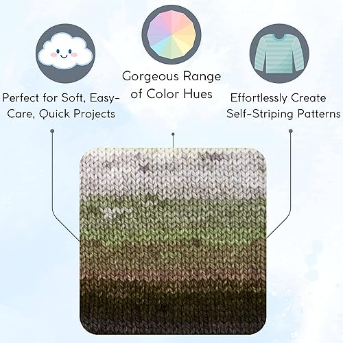 Miniatura 10 de Premier Yarns Kintting Yarn Colorfusion - Hilo grueso para café matutino 1174-14 (3 madejas) con el mismo tinte grueso y voluminoso #5 suave,