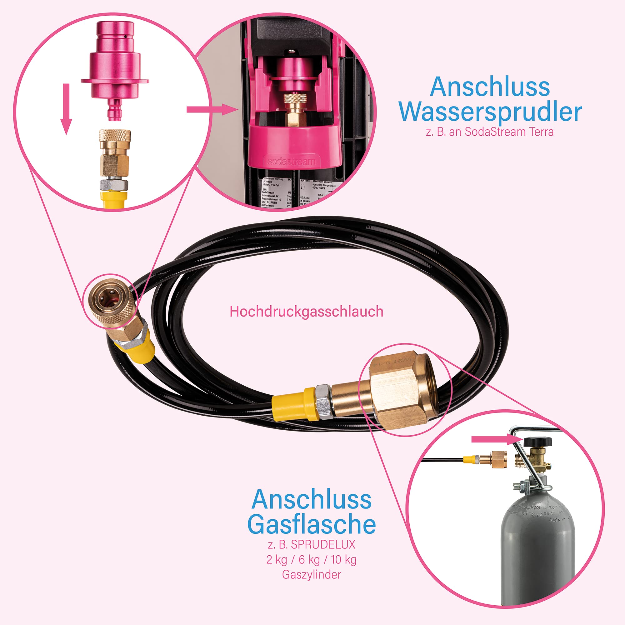 Tubo Adattatore CO2 Per Sodastream Quick Connect - Collegamento A Bottiglia Grande, 1 M - Foto 8