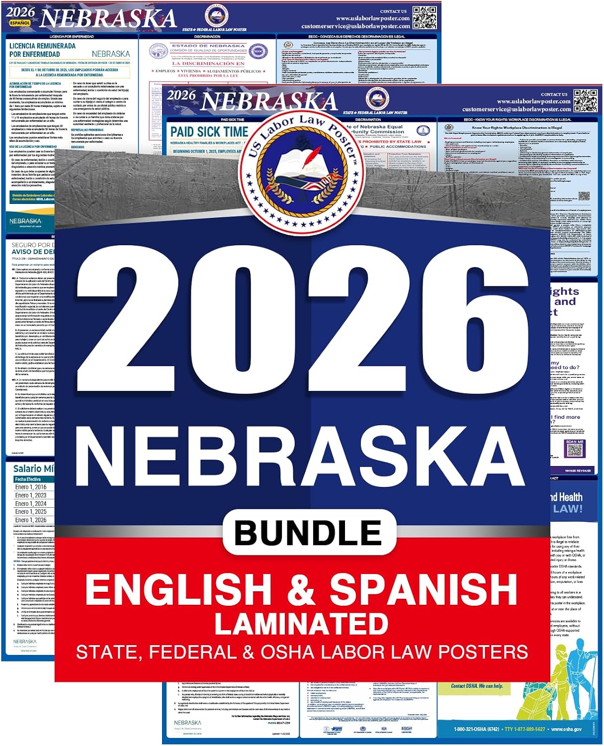 2026 Nebraska NE All-in-One Workplace Compliance & Labor Law Poster (Federal State & OSHA) English Laminated
