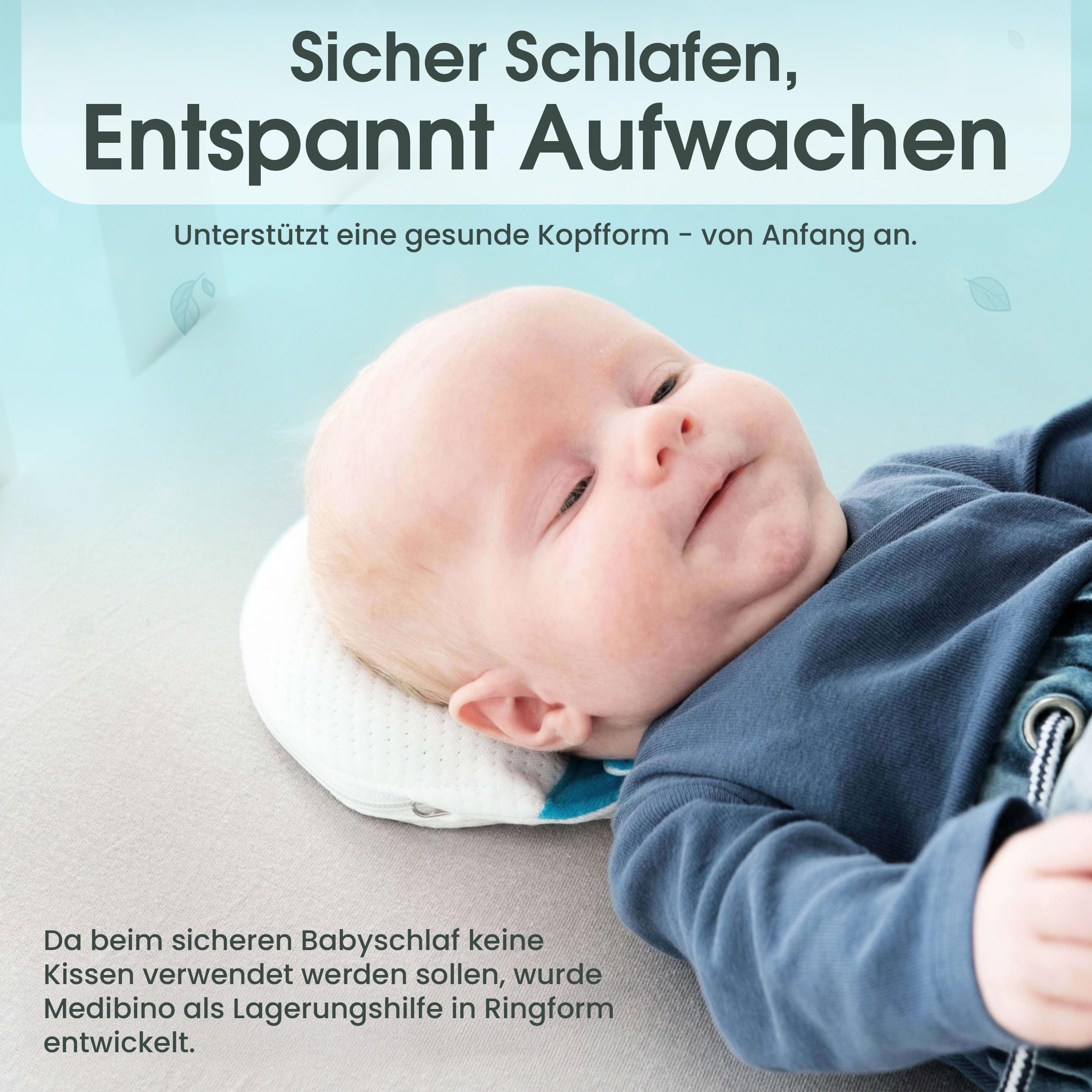 Medizinisch patentiertes Babykissen gegen Plattkopf, Kopfverformungen und Flachkopf | Grau