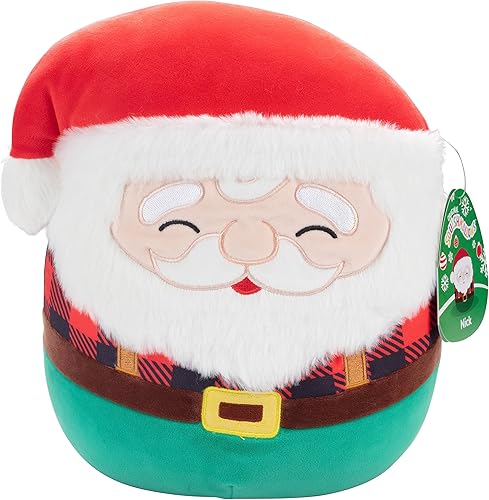 Squishmallows Peluche de Papá Noel oficial de Kellytoy de 10 pulgadas, juguete de peluche coleccionable suave y esponjoso, añádelo a tu escuadrón