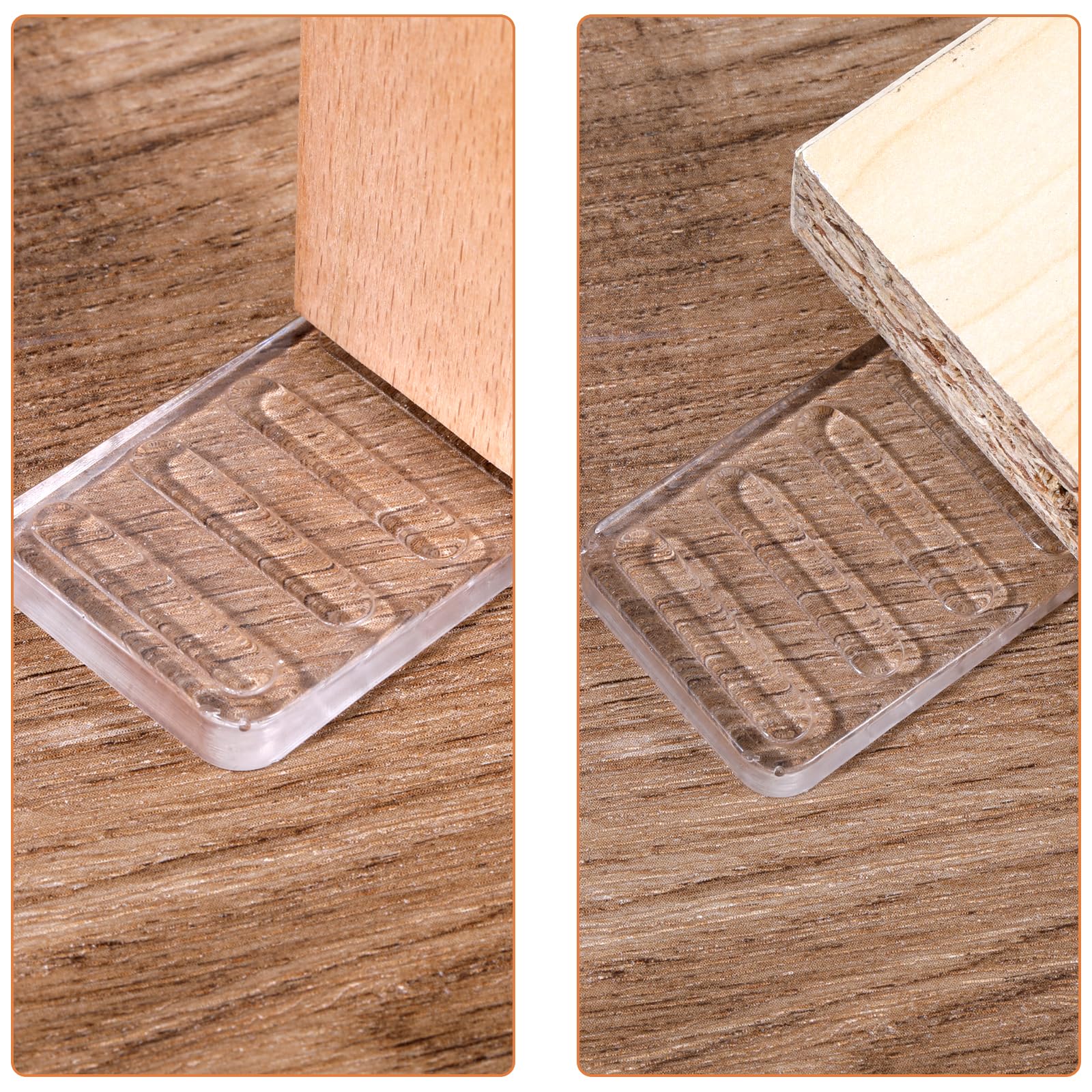 Giantree Lot de 8 cales en plastique transparent pour nivellement des meubles, blocs réglables pour niveler les toilettes/pieds inégaux, fixation découpable, côté supérieur 5 mm