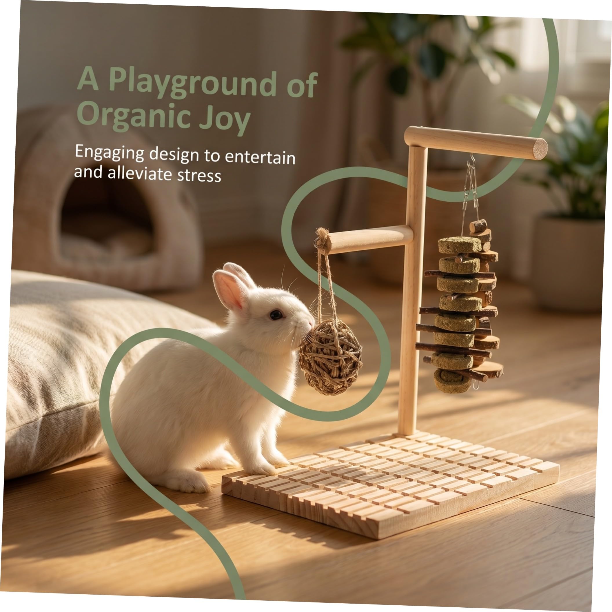 Supvox Kaninchen Kauspielzeug 33x26x20cm mit Fußkomfort und Interaktivem Spiel für Kleine Haustiere Wie Meerschweinchen und Hamster