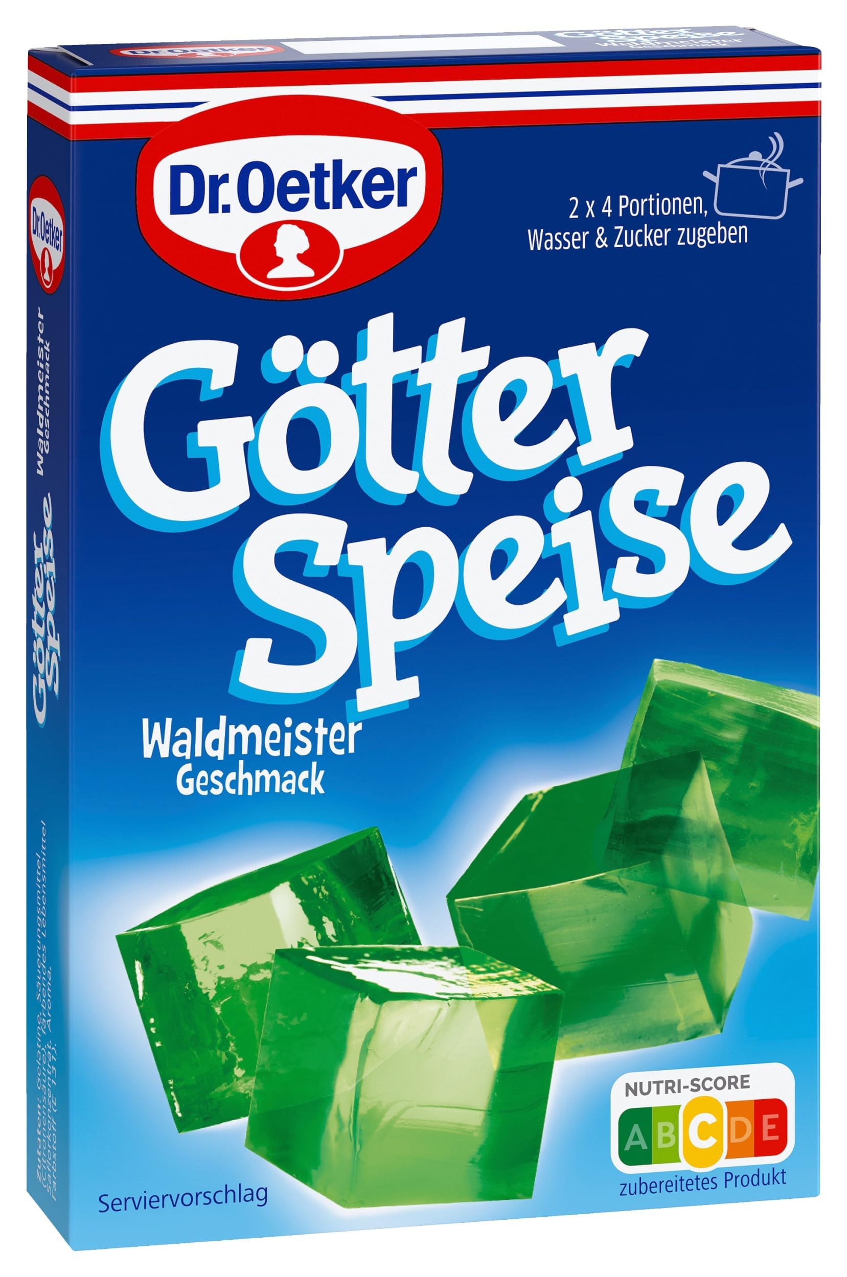 Dr. Oetker Götterspeise zum Kochen Waldmeister-Geschmack, 16er Pack Dessertpulver für grünen Wackelpudding mit Waldmeistergeschmack, 16 x 25,2 g