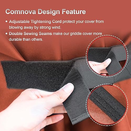 Miniatura 6 de Comnova - Cubierta de parrilla para parrilla Blackstone de 28 pulgadas con capucha, cubierta de parrilla plana 600D para parrilla Blackstone Pro