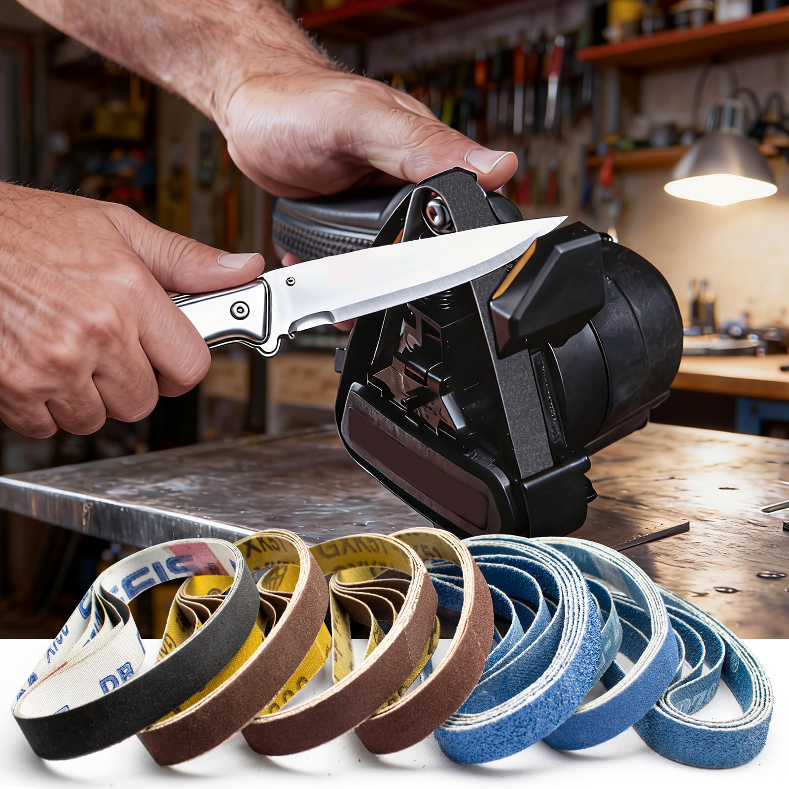 35 Stück Messerschärfer Schleifbänder 12.5 X 305 mm- Ersatz Schleifband Set Kompatibel mit Work Sharp Knife & Tool Sharpener, 5X 80/120/240/400/600/800/1000 Körnung Gewebe-Schleifband