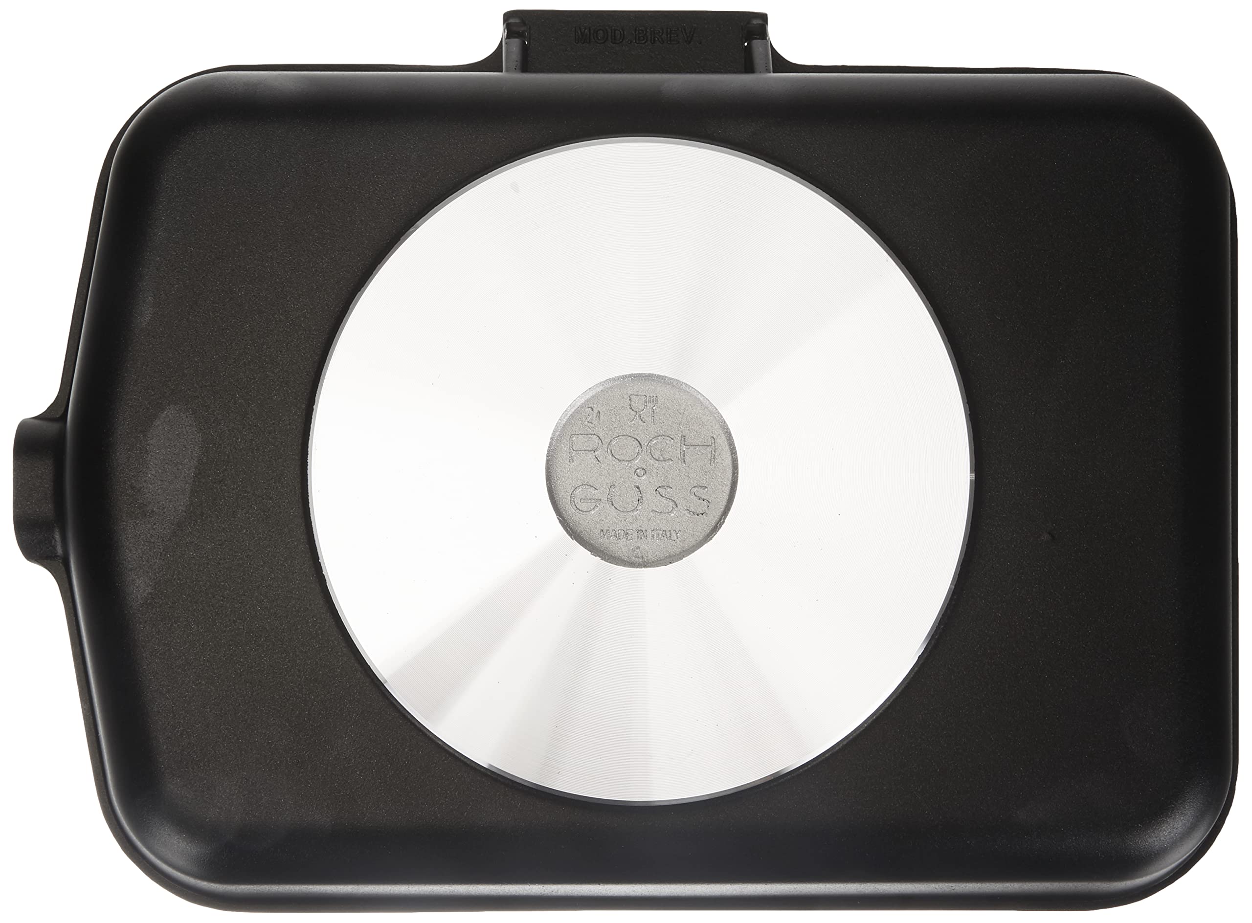 Poêle à Steak Rectangulaire H&H - Antiadhésive, Poignée Pliante, 36x24 Cm, Effet Pierre Noir