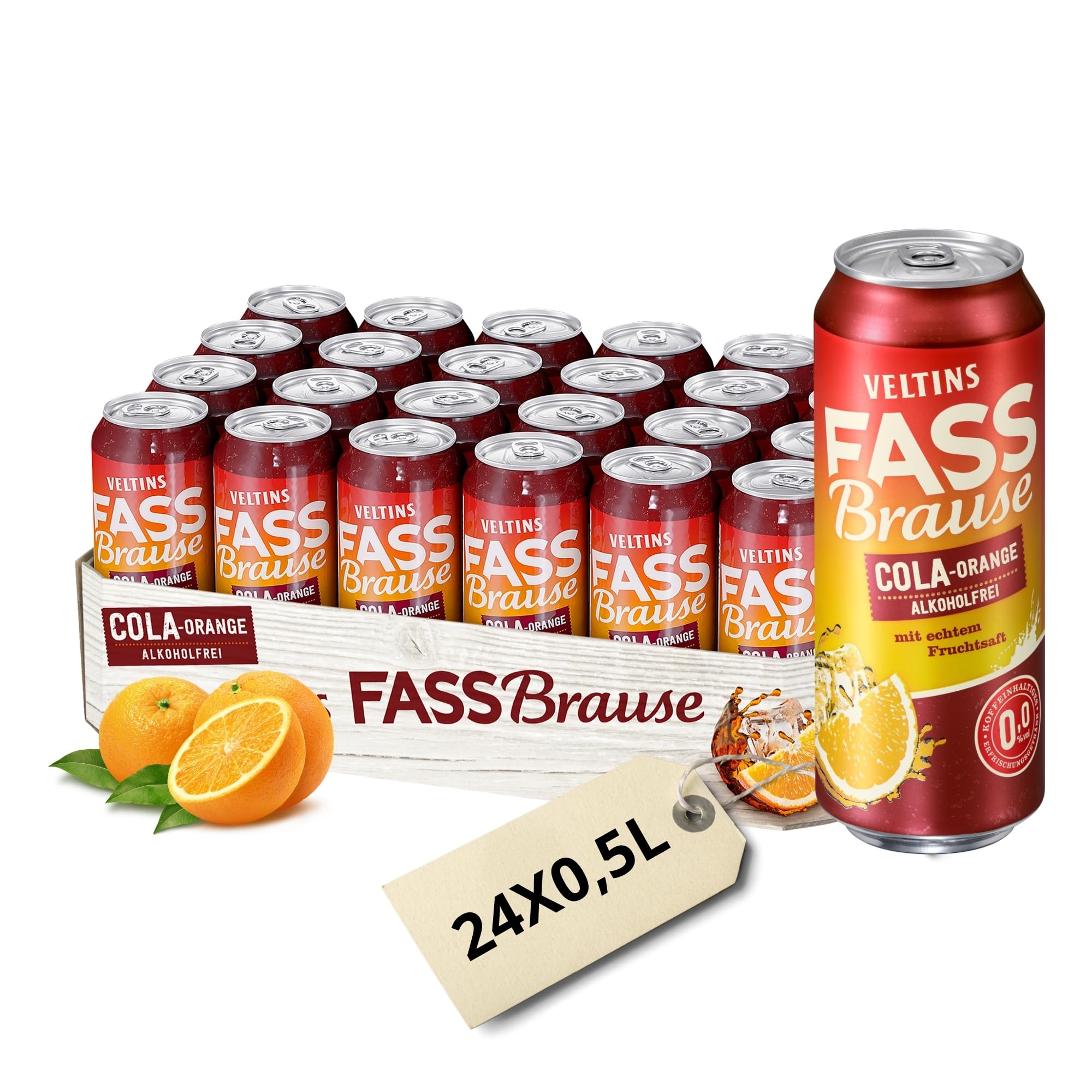 VELTINS Fassbrause Cola-Orange Alkoholfrei, EINWEG (24 x 0.5 l Dose)