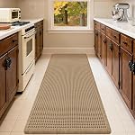Extra Large Waffle Bath Mat, Boho Bathroom Rugs Absorbent Non Slip, Soft Bathroom Mats, Machine Washable Knit Bath Rugs with Tassels for Bathroom, Bedroom, Kitchen, Shower, Tub, Beige, 5'x2'