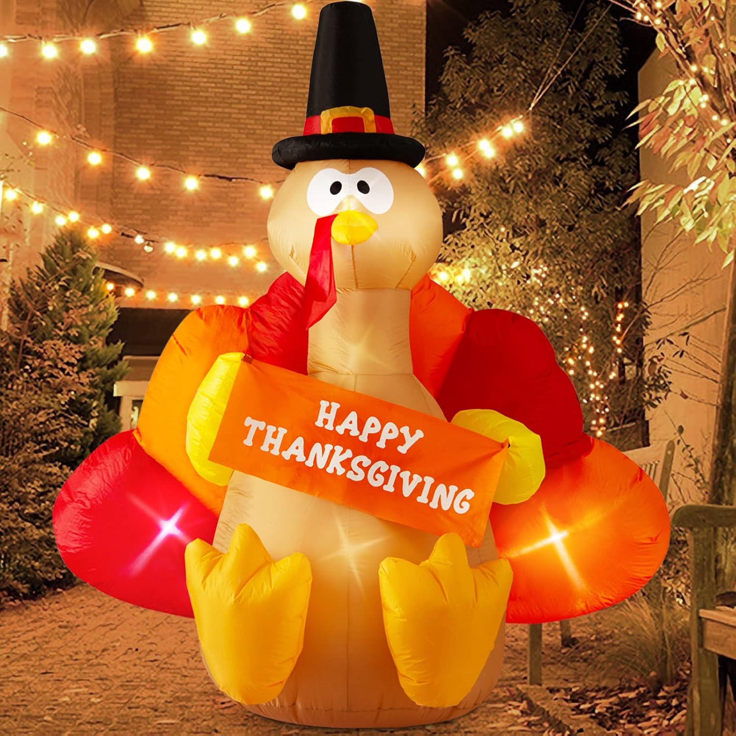 DANXILU Pavo Inflable De Acci n De Gracias De 6 Pies Con Sombrero De danxilu-pavo-inflable-de-acci-n-de-gracias-de-6-pies-con-sombrero-de