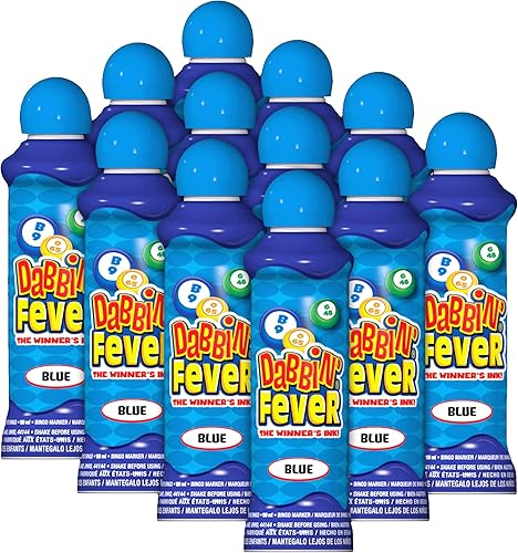 Dabbin' Fever Bingo Daubers - Una docena de dabbers de tinta de 3 onzas (azul)