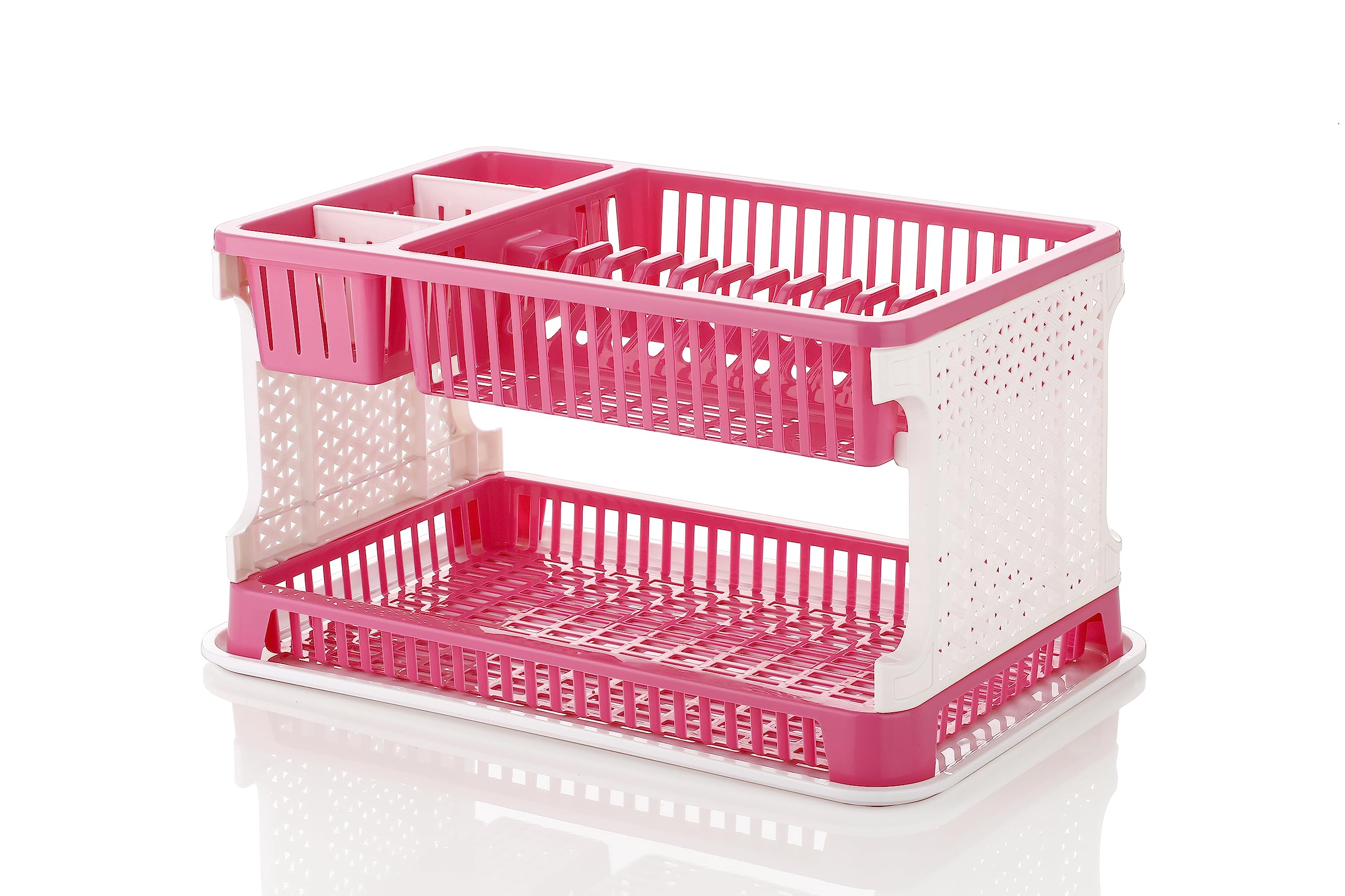 Attro Lenova Utensil Basket-Stylish and Durable Plastic Kitchen Organizer Rack Cutlery Utensil,Simple Assembly, Fruits and Vegetable Drying Drain and Storage Stand with Water Storing Tray-Pink (B0C9MNDB2W) Amazon Price History, Amazon Price Tracker