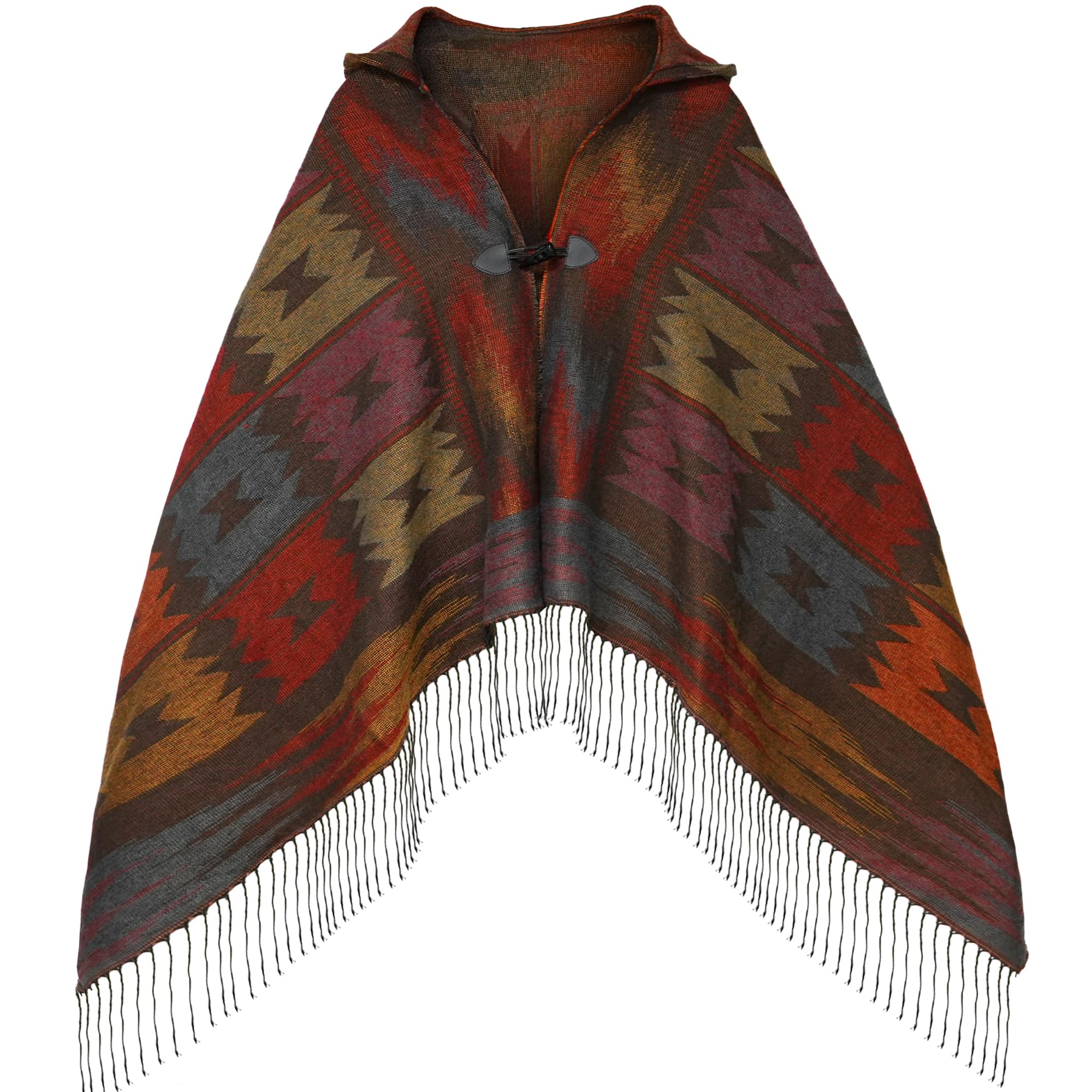 Uyuni Women's Bohemian Casual Shawl Fringe Poncho Cashmere Loose Vintage Patterned Cardigan