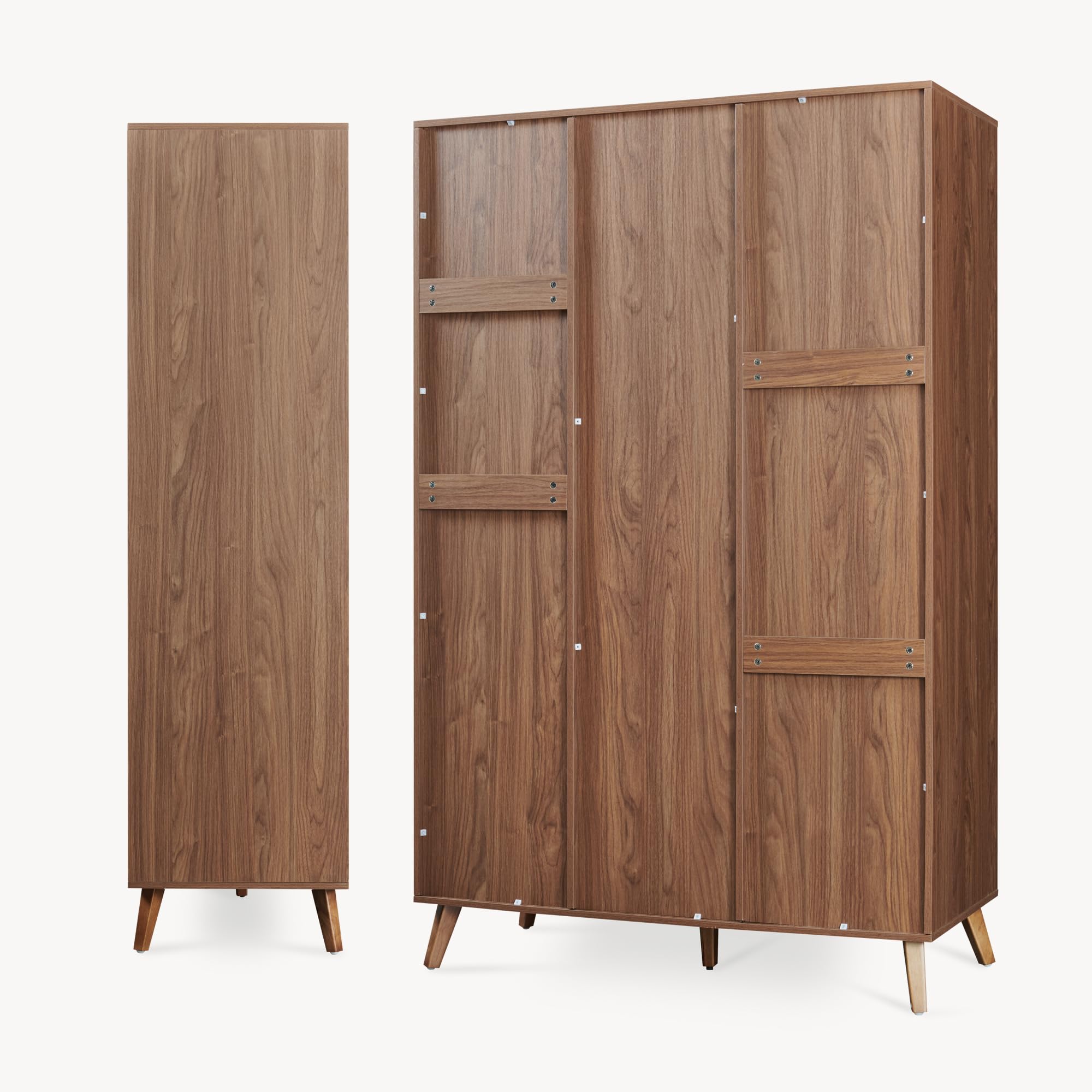 [en.casa] Armario ropero Norg 2 Puertas 5 estantes 191x120x52cm Nogal | Armario dormitorio Clóset Guardaropa para Vestidor barra para colgar 5 compartimentos diseño moderno gran capacidad