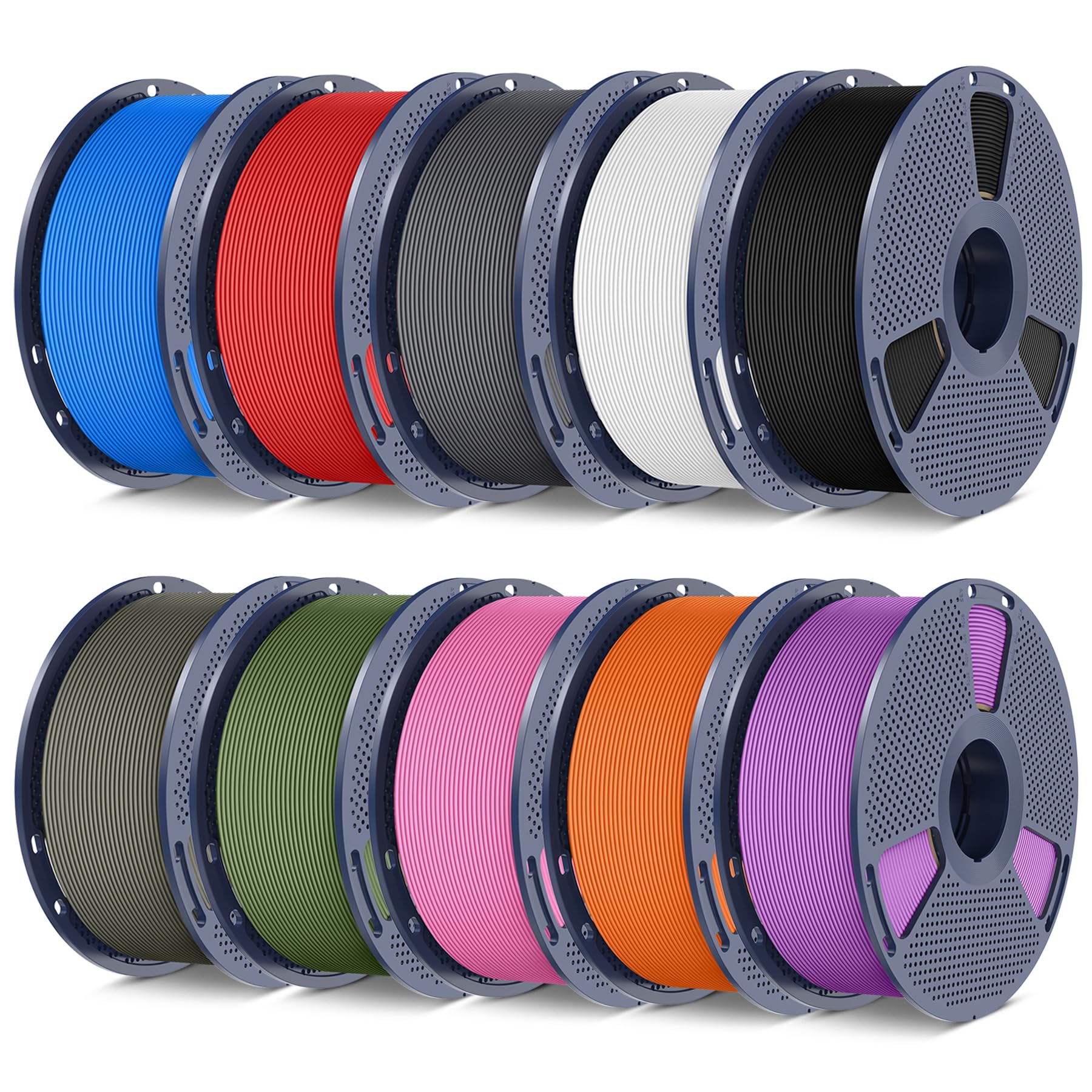 10kg Pack of 10 PLA 3D Printer Filaments, 1.75mm