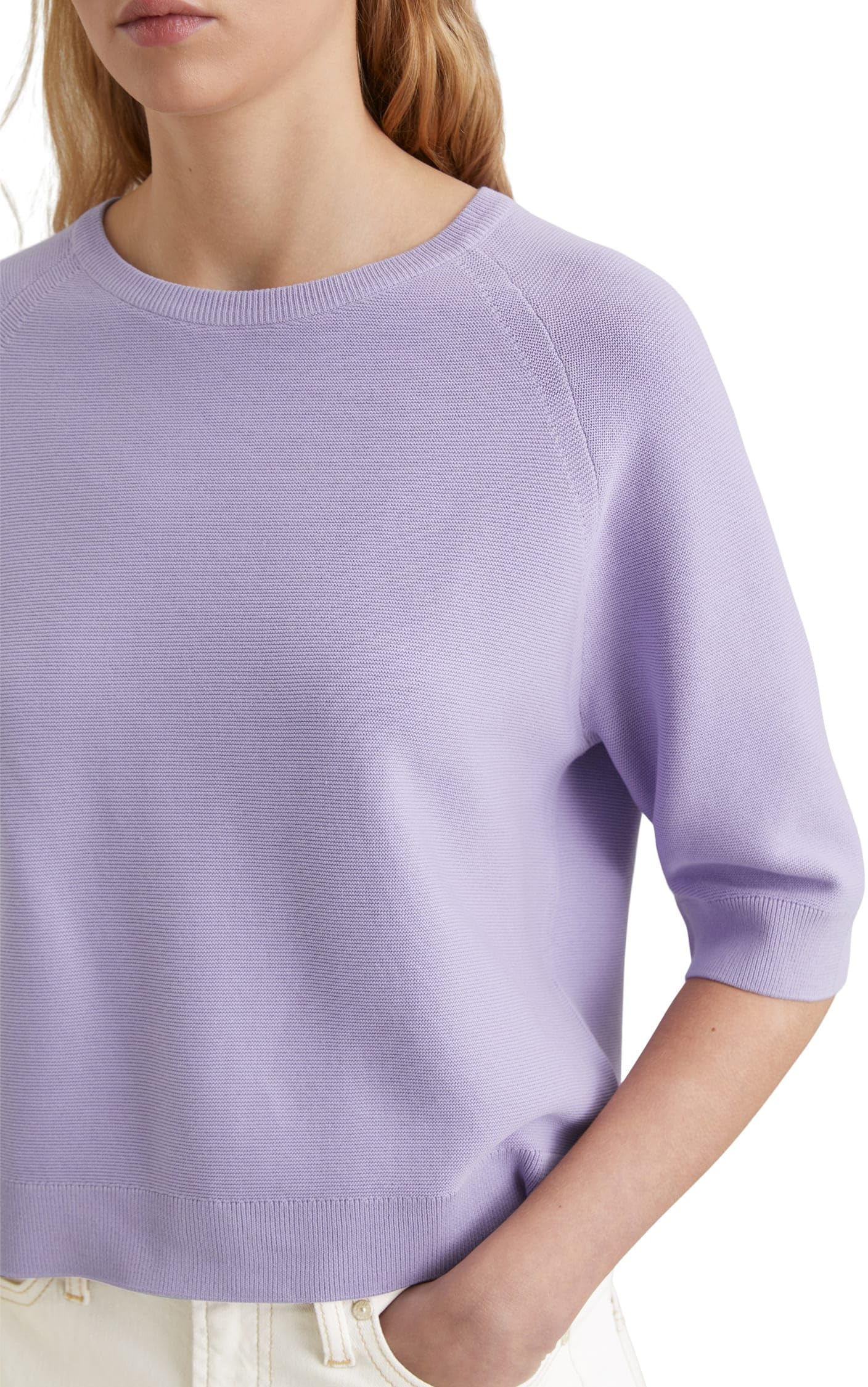 Marc O'Polo Denim Damen Pullover aus Bio-Baumwolle Loose Fit, Lila (Wild Orchid), XL