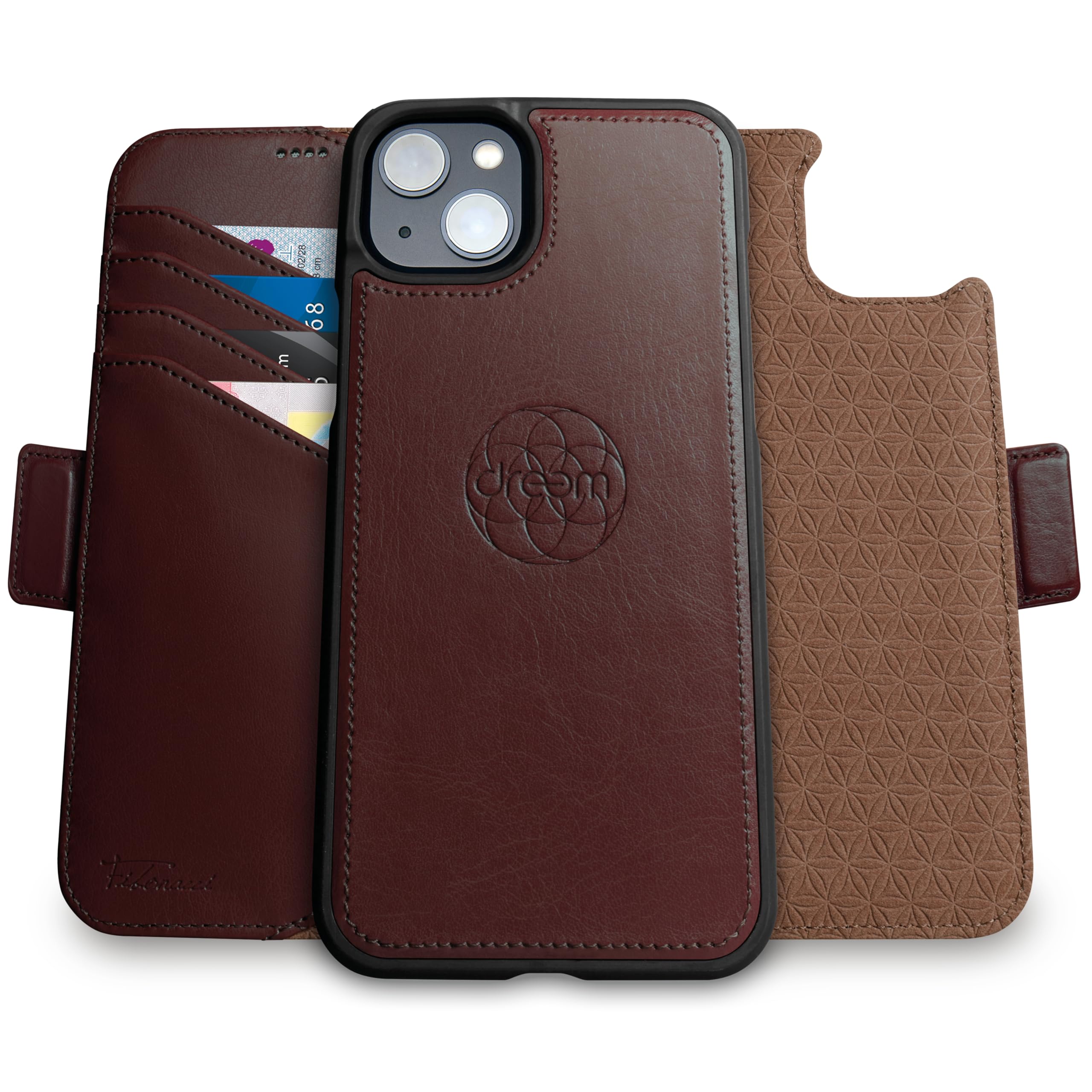 dreem Étui Portefeuille Magnétique Amovible, Coque pour iPhone 15